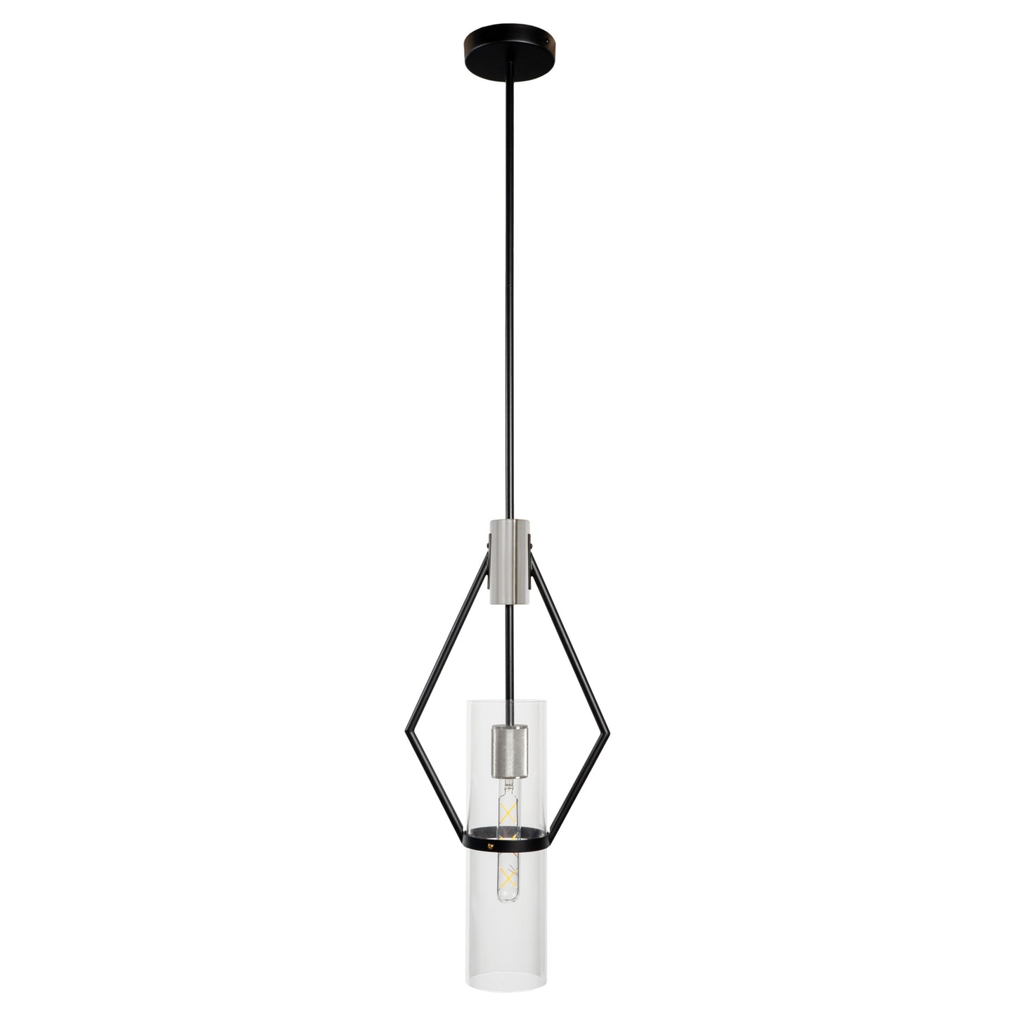 Everly Single Light Pendant, Black and Chrome