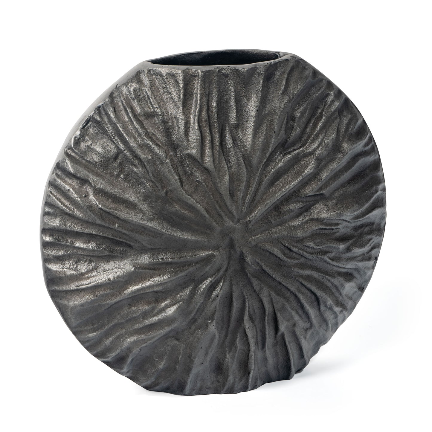 Cadence 10" Decorative Metal Table Vase, Large Grey