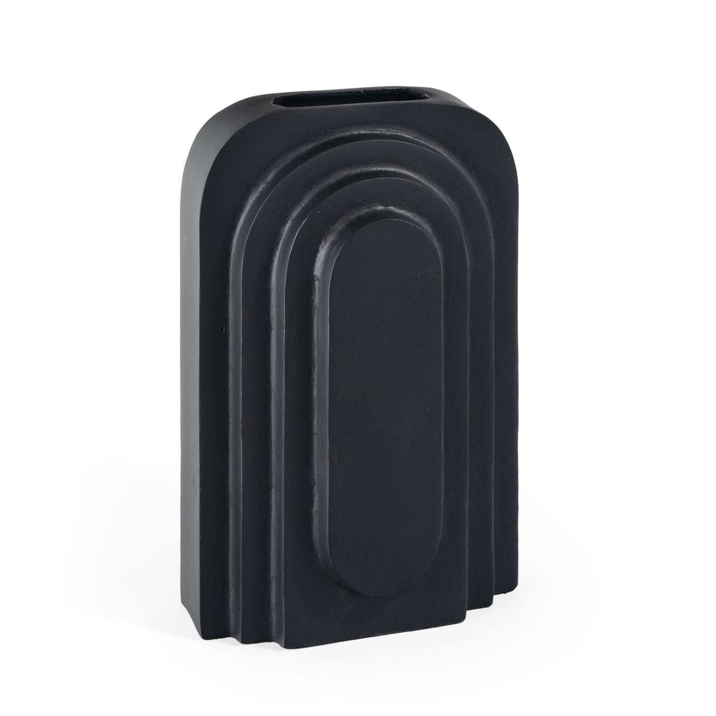 Calyx 12" Decorative Metal Table Vase, Large Black