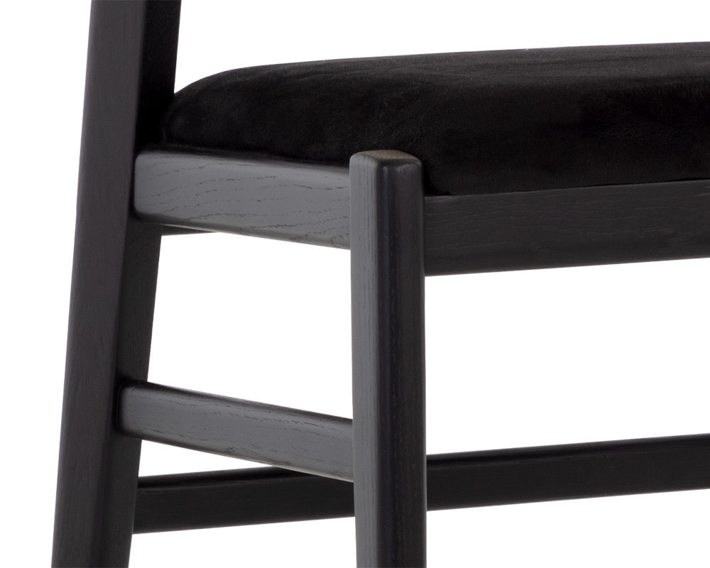 NAHLA ANNEX COUNTER STOOL - VELVET BLACK / NATURAL