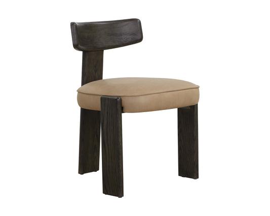 NAHLA HORTON DINING CHAIR - DARK BROWN - SAHARA SAND LEATHER