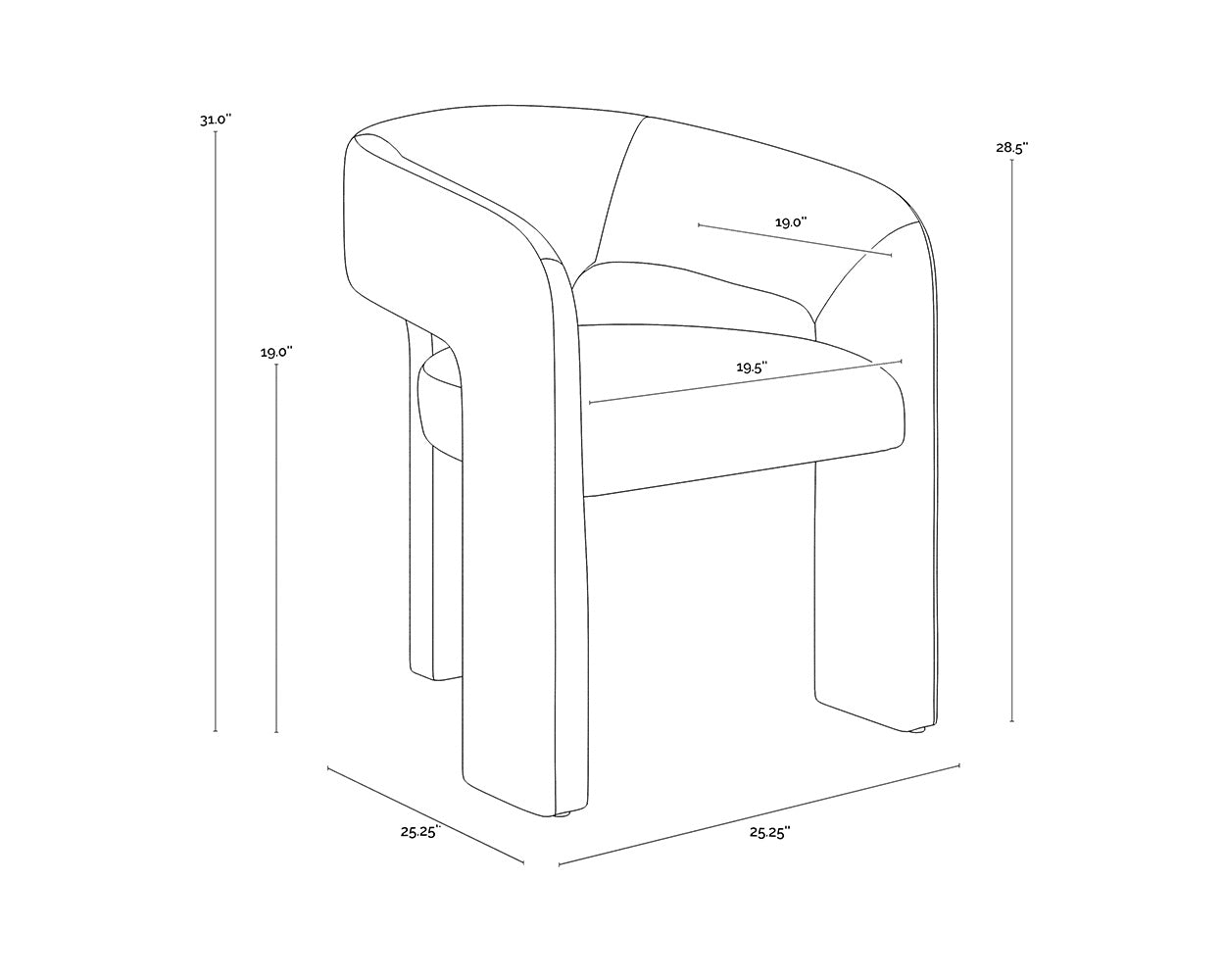 NAHLA ISIDORE DINING ARMCHAIR - ERNST SANDSTONE