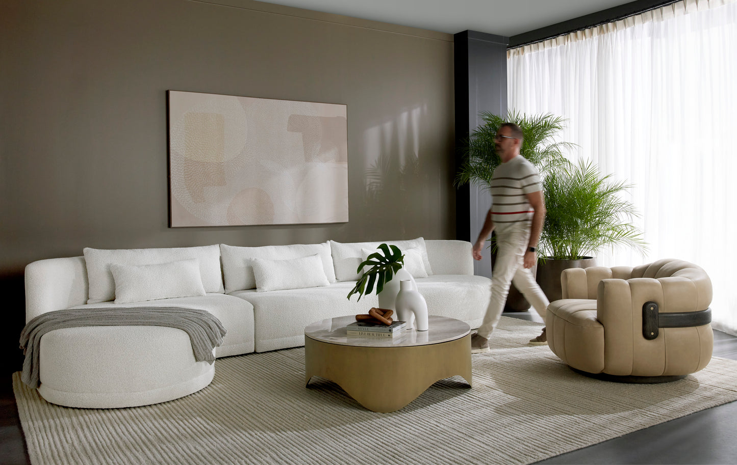 NAHLA LAKEN SOFA CHAISE - LAF - COPENHAGEN WHITE