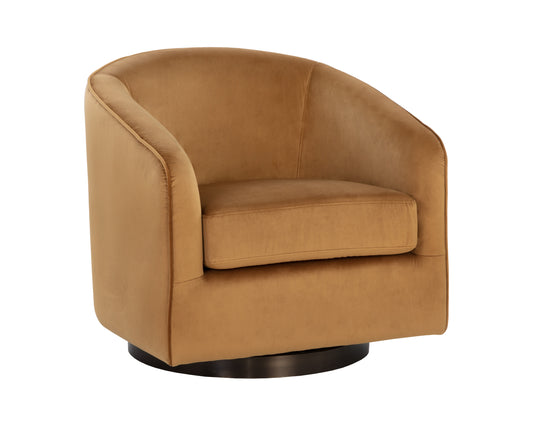 NAHLA HAZEL SWIVEL LOUNGE CHAIR - DARK BRONZE - GOLD SKY