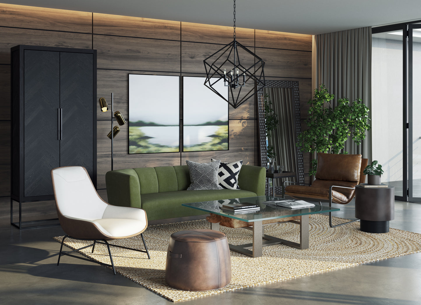 NAHLA ARDEN C-SHAPED SIDE TABLE - BLACK - CHARCOAL GREY