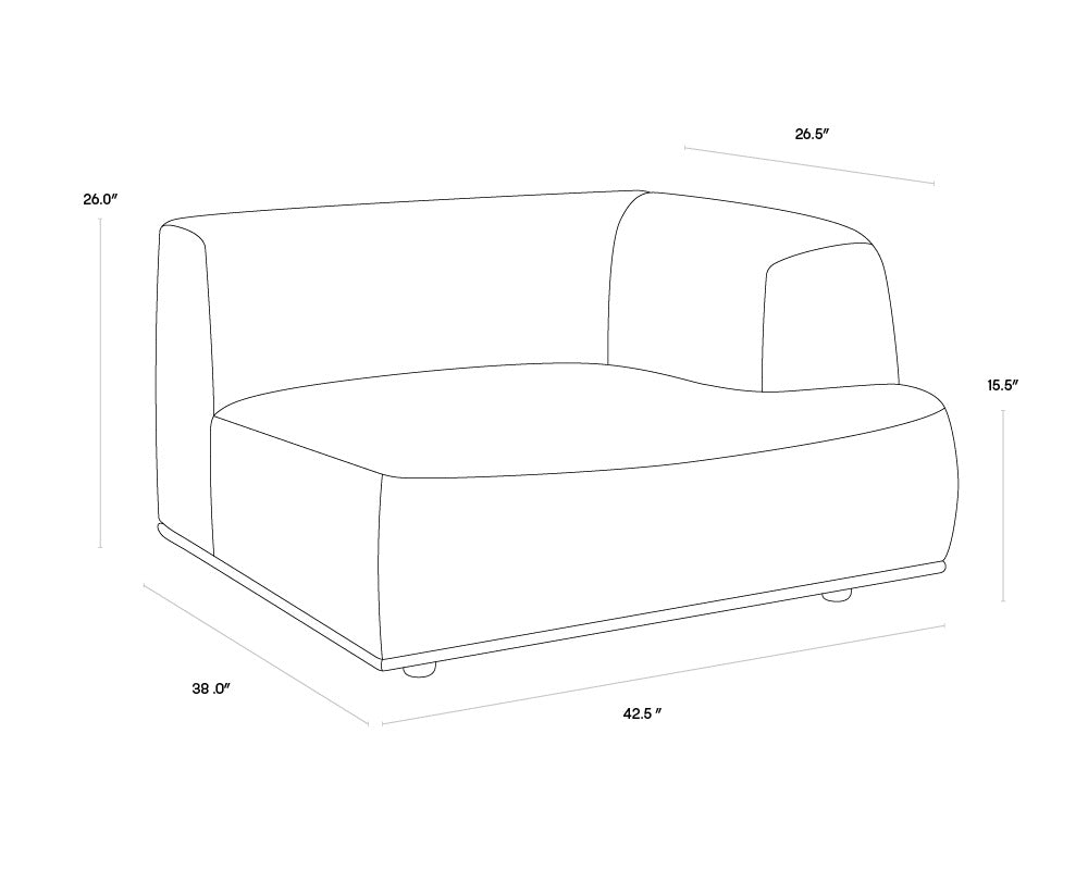 NAHLA DARREN MODULAR - RIGHT ARMCHAIR - SMOKESCREEN