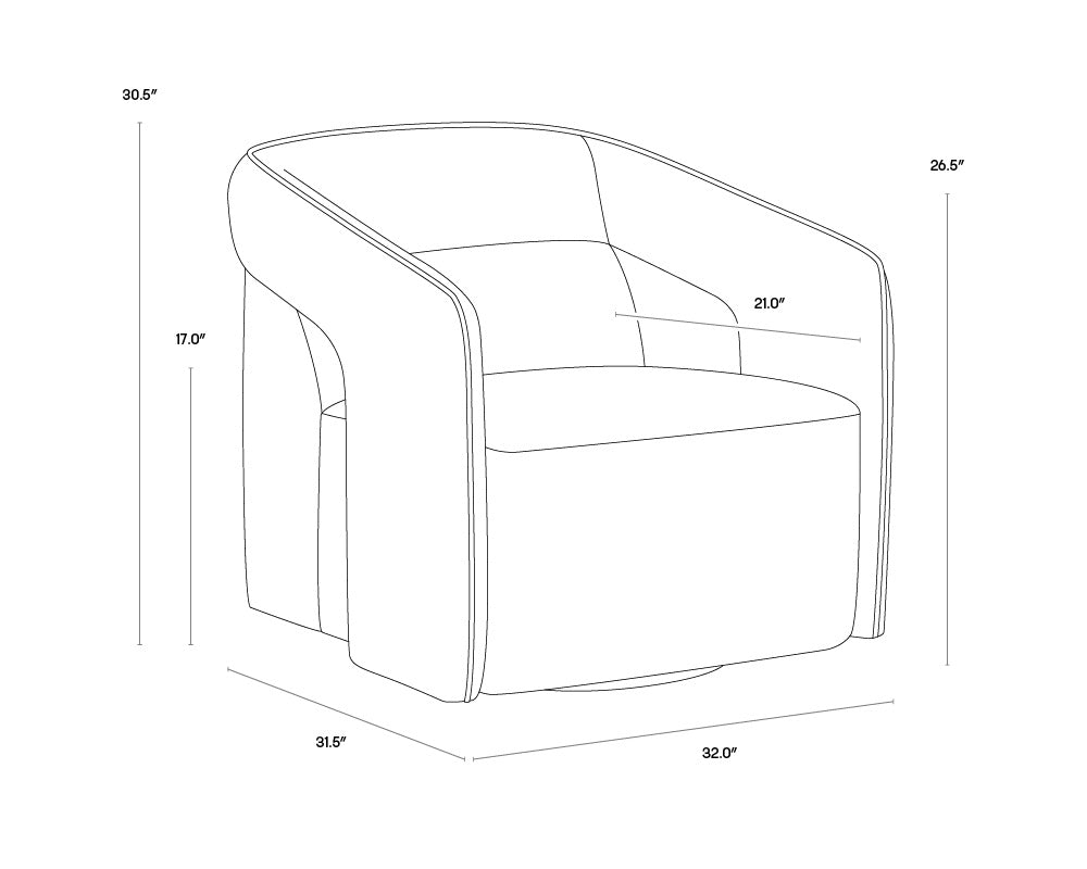 NAHLA KENDRICK SWIVEL LOUNGE CHAIR - BELFAST HEATHER GREY