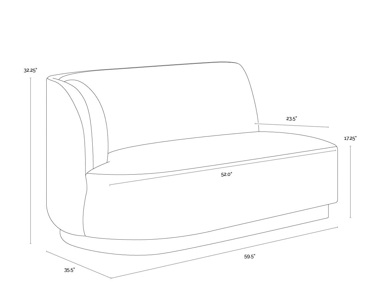 NAHLA JACLYN MODULAR - LEFT ARMCHAIR - EGYPT LIGHT GREY / DANNY MEDIUM GREY