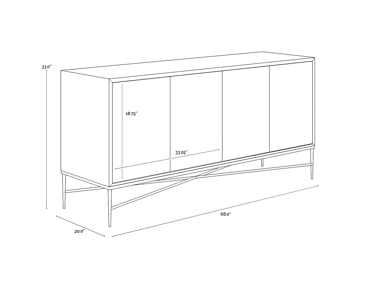 NAHLA ALGARVE SIDEBOARD - BLACK / CHAMPAGNE GOLD