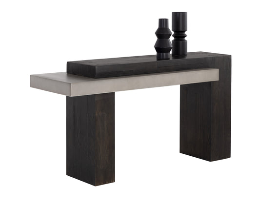 NAHLA HERRIOT CONSOLE TABLE - DARK BROWN / GREY