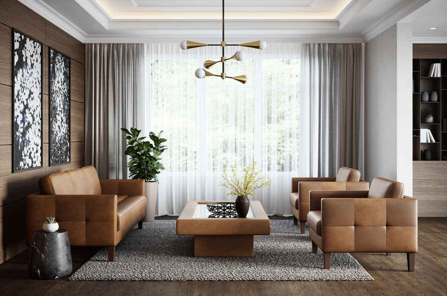 NAHLA ARIES END TABLE - MARBLE LOOK - BLACK