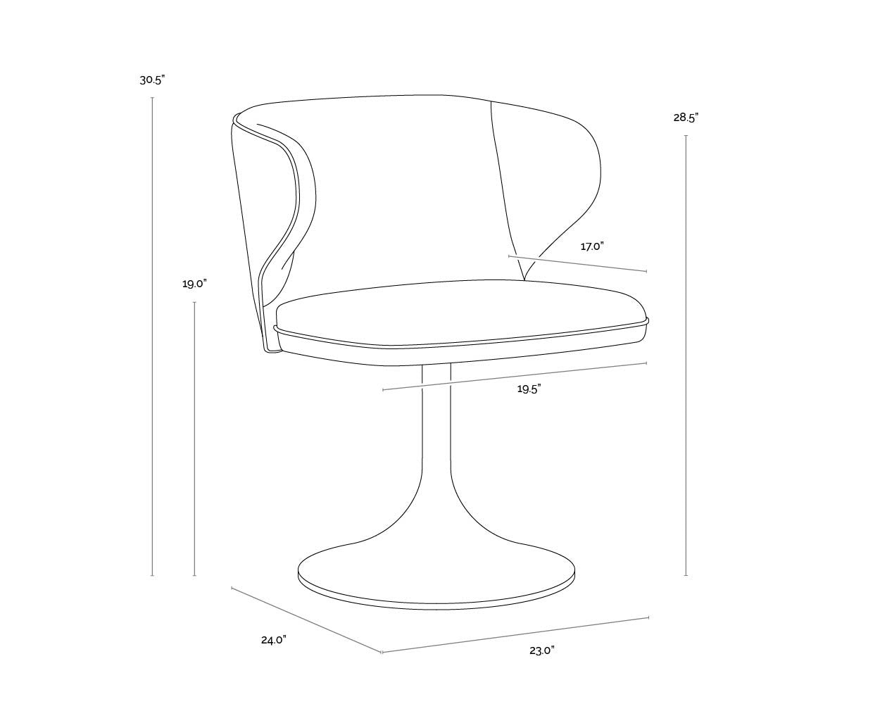 NAHLA SIMONE SWIVEL DINING CHAIR - MEG ASH