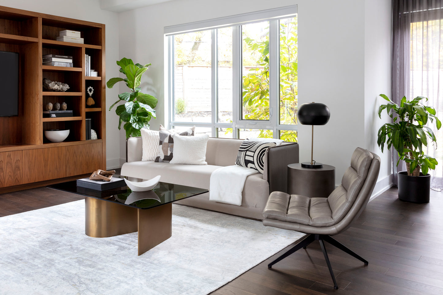 NAHLA KELLER SWIVEL LOUNGE CHAIR - MISSOURI STONE LEATHER