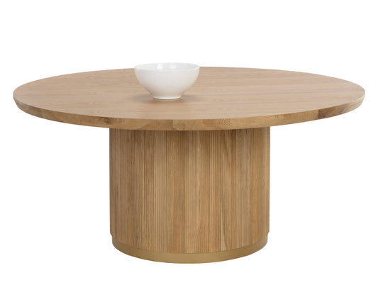 NAHLA KALLA DINING TABLE - ROUND - RUSTIC OAK - 68"
