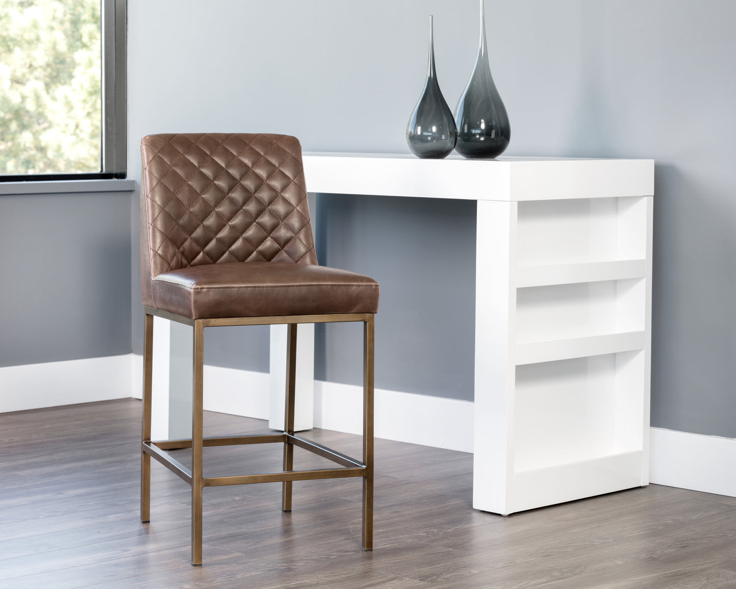 NAHLA LEIGHLAND COUNTER STOOL - HAVANA DARK BROWN