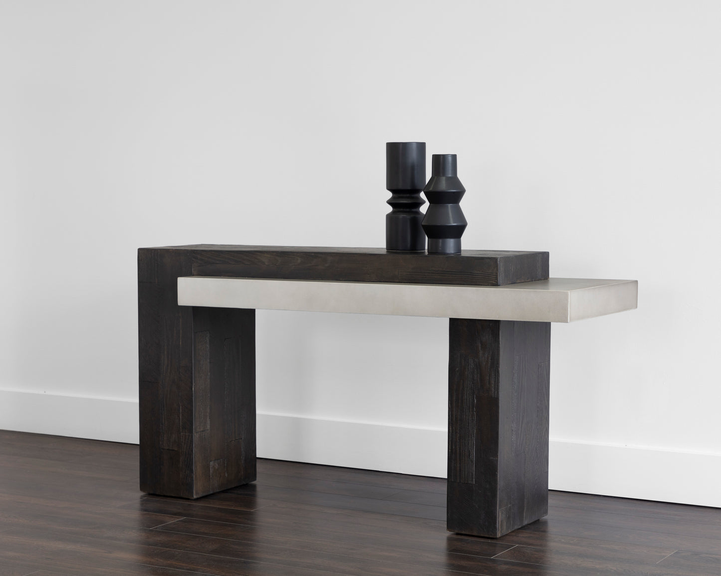 NAHLA HERRIOT CONSOLE TABLE - DARK BROWN / GREY