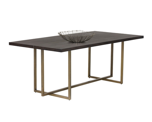 NAHLA JADE DINING TABLE - ANTIQUE BRASS - DARK MANGO - 79"