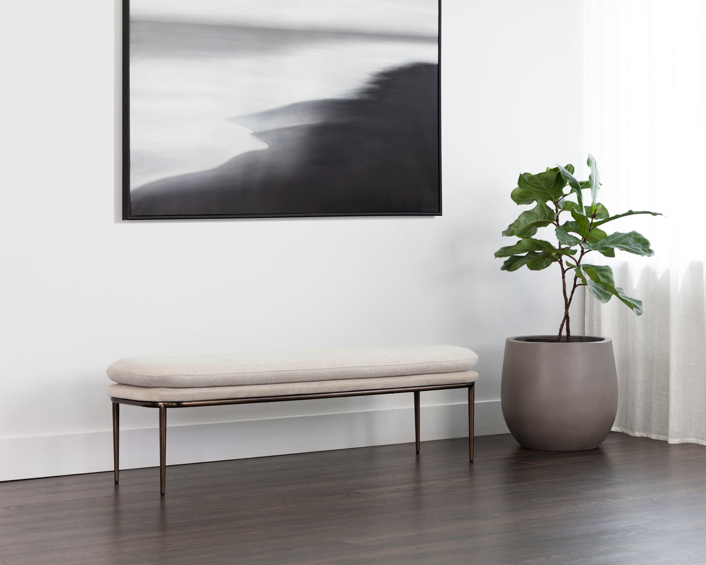 NAHLA KOFFI BENCH - DARK BRONZE - CHACHA CREAM / MEG TAUPE