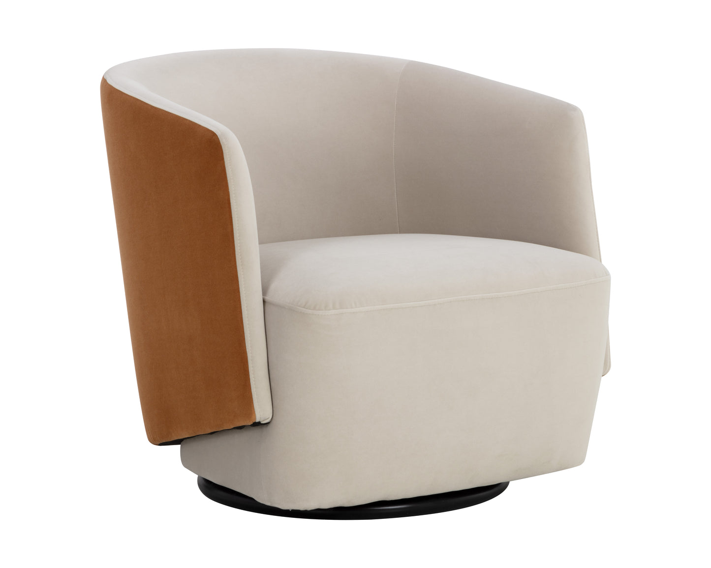 NAHLA SARINA SWIVEL LOUNGE CHAIR - MEG TAUPE / MEG GOLD