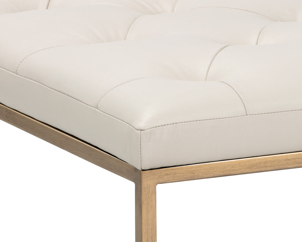 NAHLA ENDALL OTTOMAN - ANTIQUE BRASS - VINTAGE VANILLA LEATHER