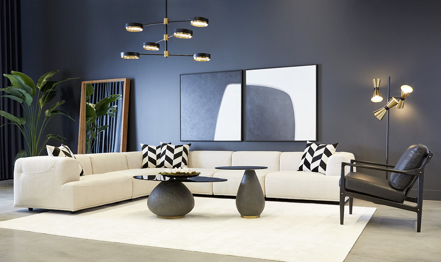 NAHLA GILMORE LOUNGE CHAIR - BLACK - BLACK LEATHER