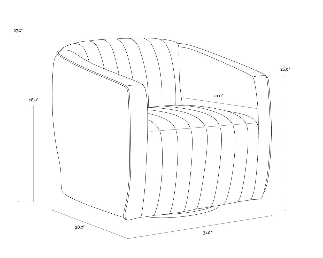 NAHLA GARRISON SWIVEL LOUNGE CHAIR - LIV DOVE