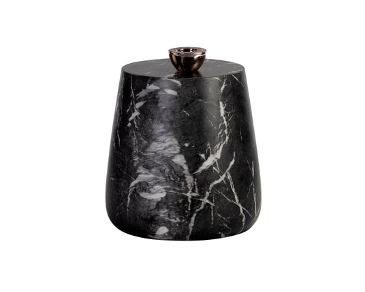 NAHLA ARIES END TABLE - MARBLE LOOK - BLACK