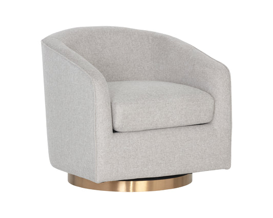 NAHLA HAZEL SWIVEL LOUNGE CHAIR - GOLD - BELFAST HEATHER GREY