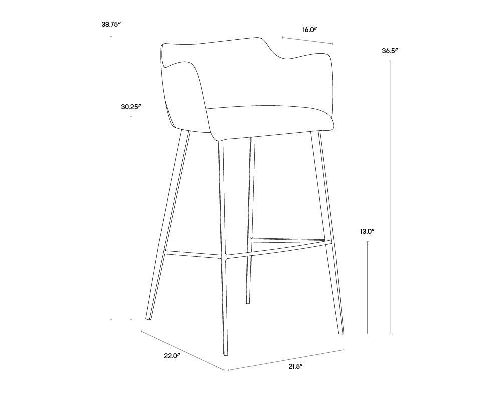 NAHLA GRIFFIN BARSTOOL - NOVEMBER GREY / BRAVO COGNAC