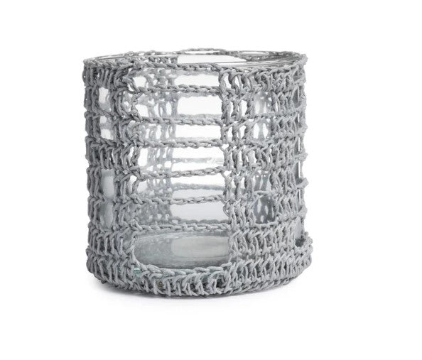 Crocheted Mesh Basket Cylinder - Large - Black