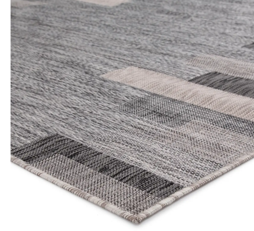 DECORA, Tonal Gray Rectangular Shapes Rug