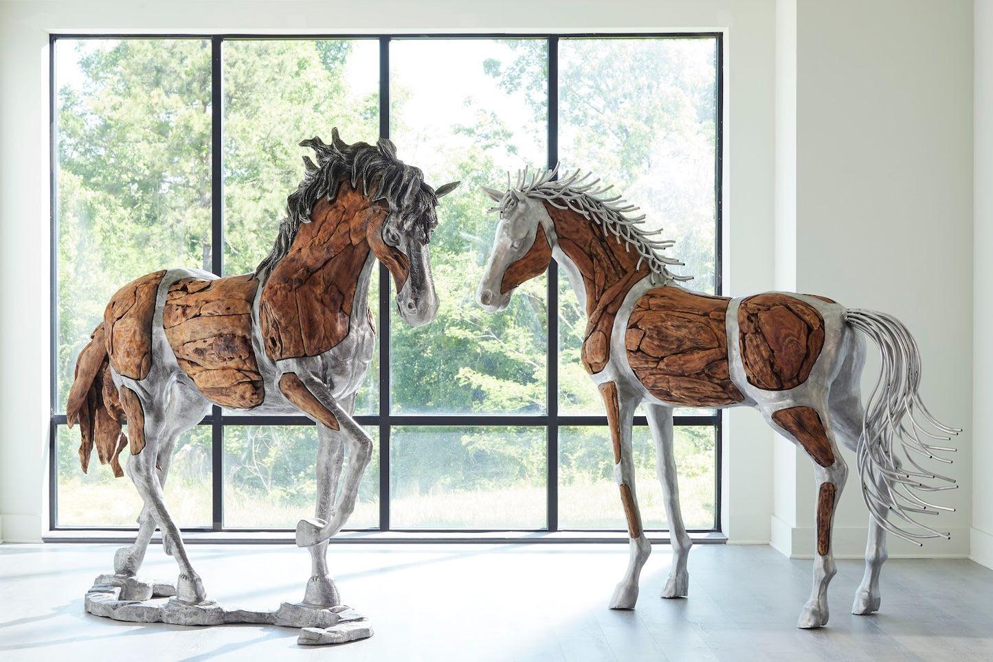 Mustang Horse Woodland Sculpture, Standing