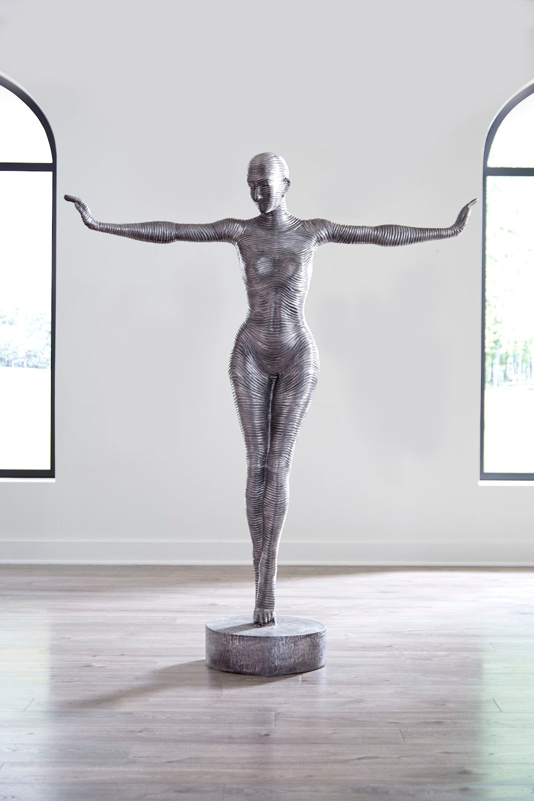 Outstretched Arms Standing Sculpture, Aluminum
