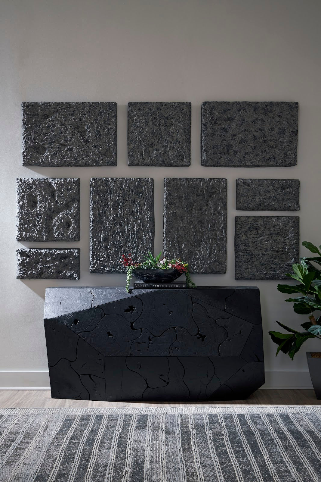 Etched Rock Puzzle Wall Tiles, Set of 9