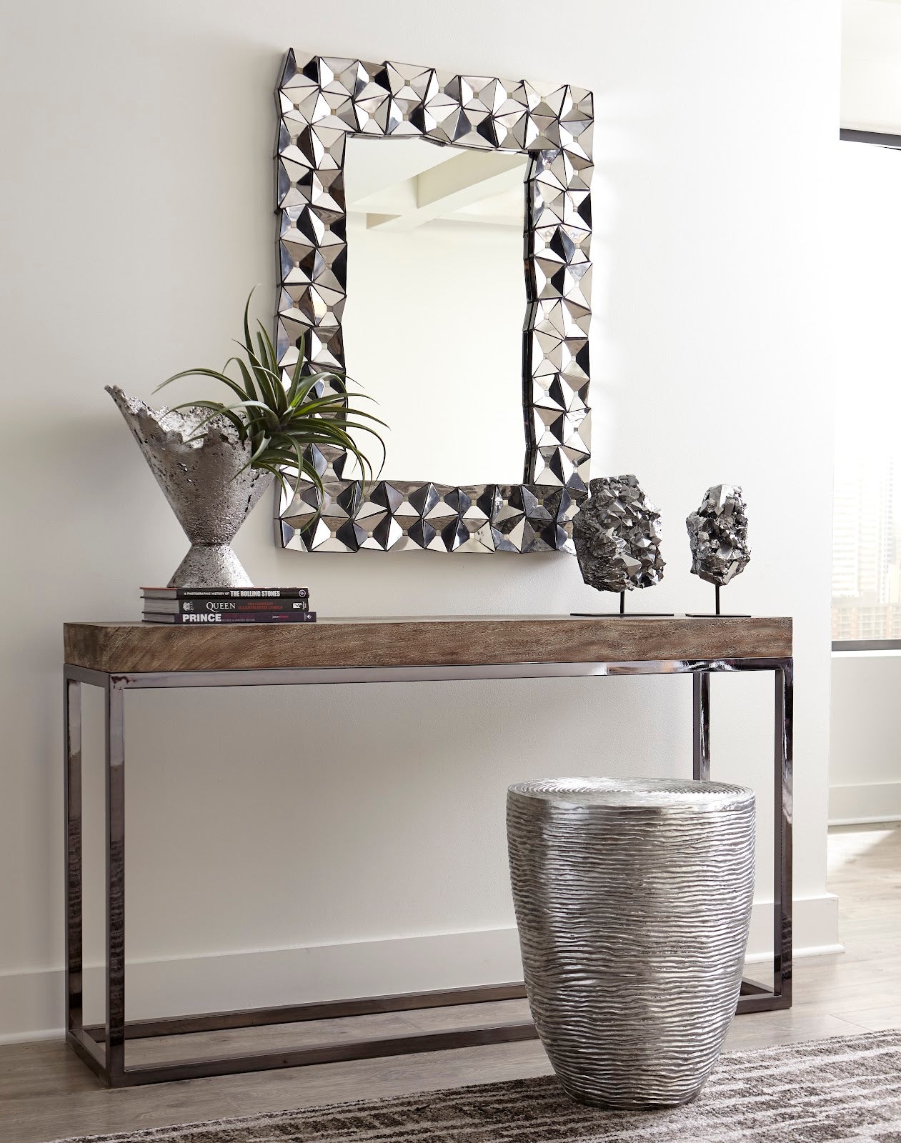 Divot Mirror, Stainless Steel