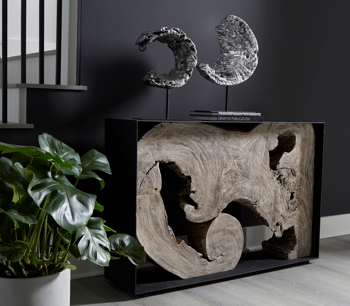 Cast Eroded Wood Circle on Stand