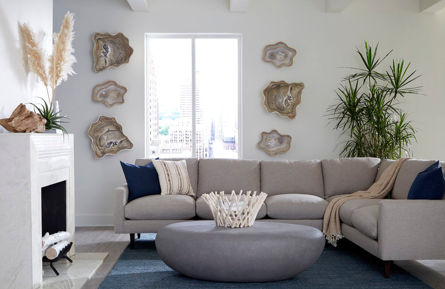 River Stone Coffee Table, Charcoal Stone, Large