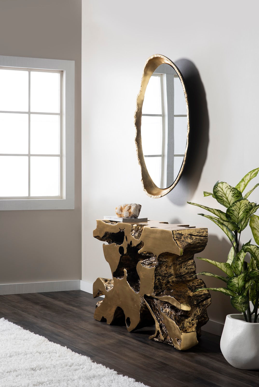 Broken Egg Mirror, Black and Gold Leaf