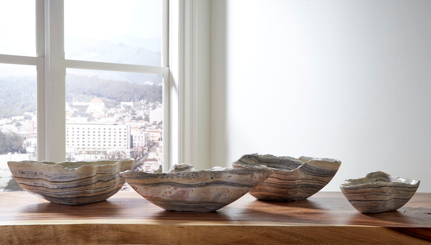 Cast Gray Onyx Bowl, Faux Finish, Large