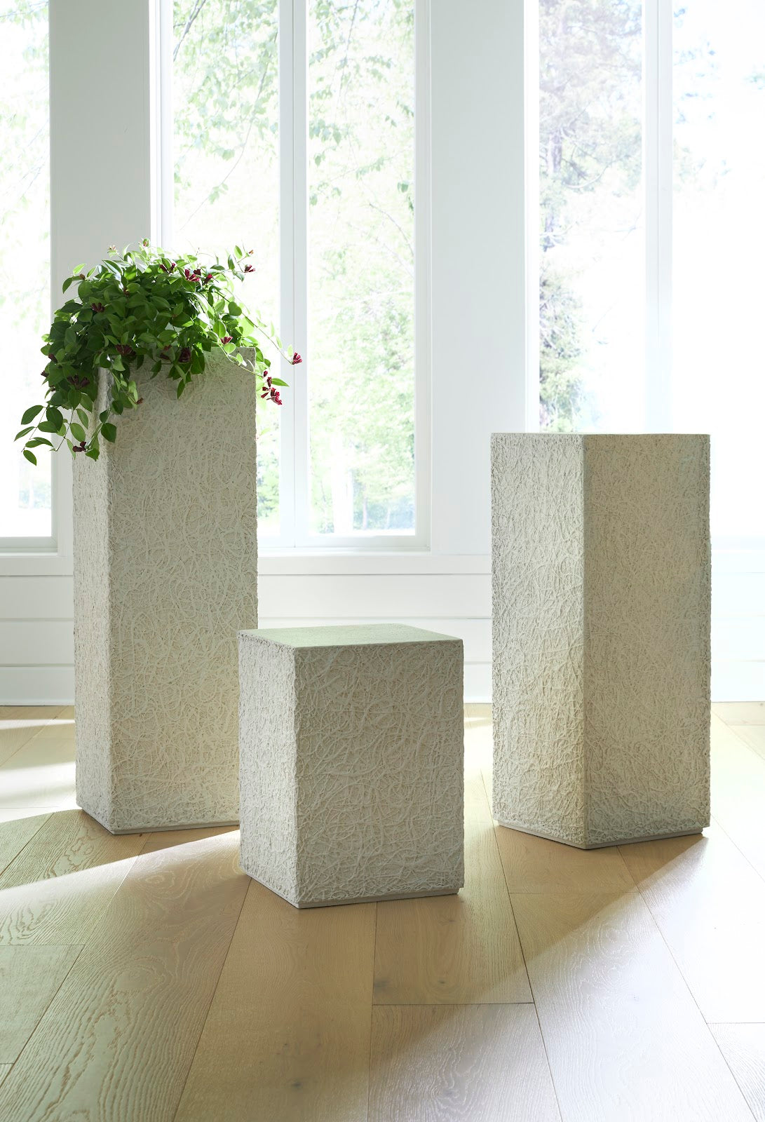 String Theory Pedestal, White Stone, Small