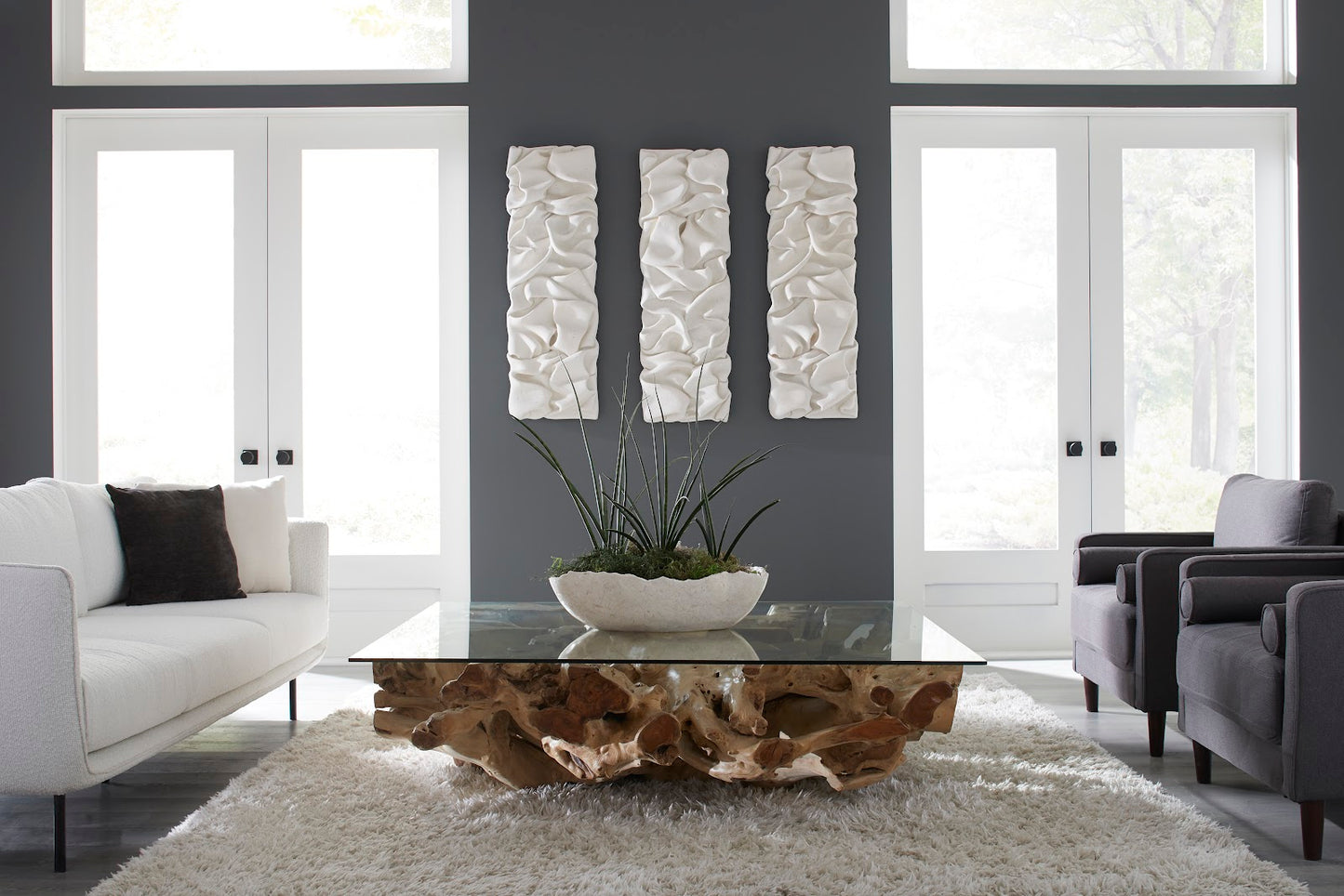 Drape Wall Art, White Stone