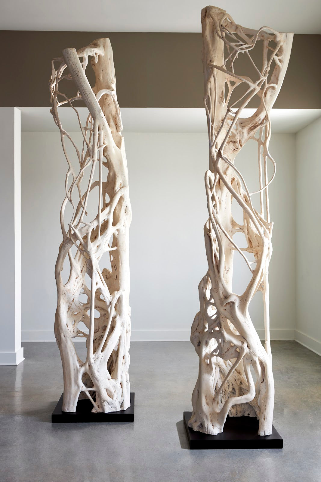 Cast Entwined Root Column, Sculpture, Faux Bleached