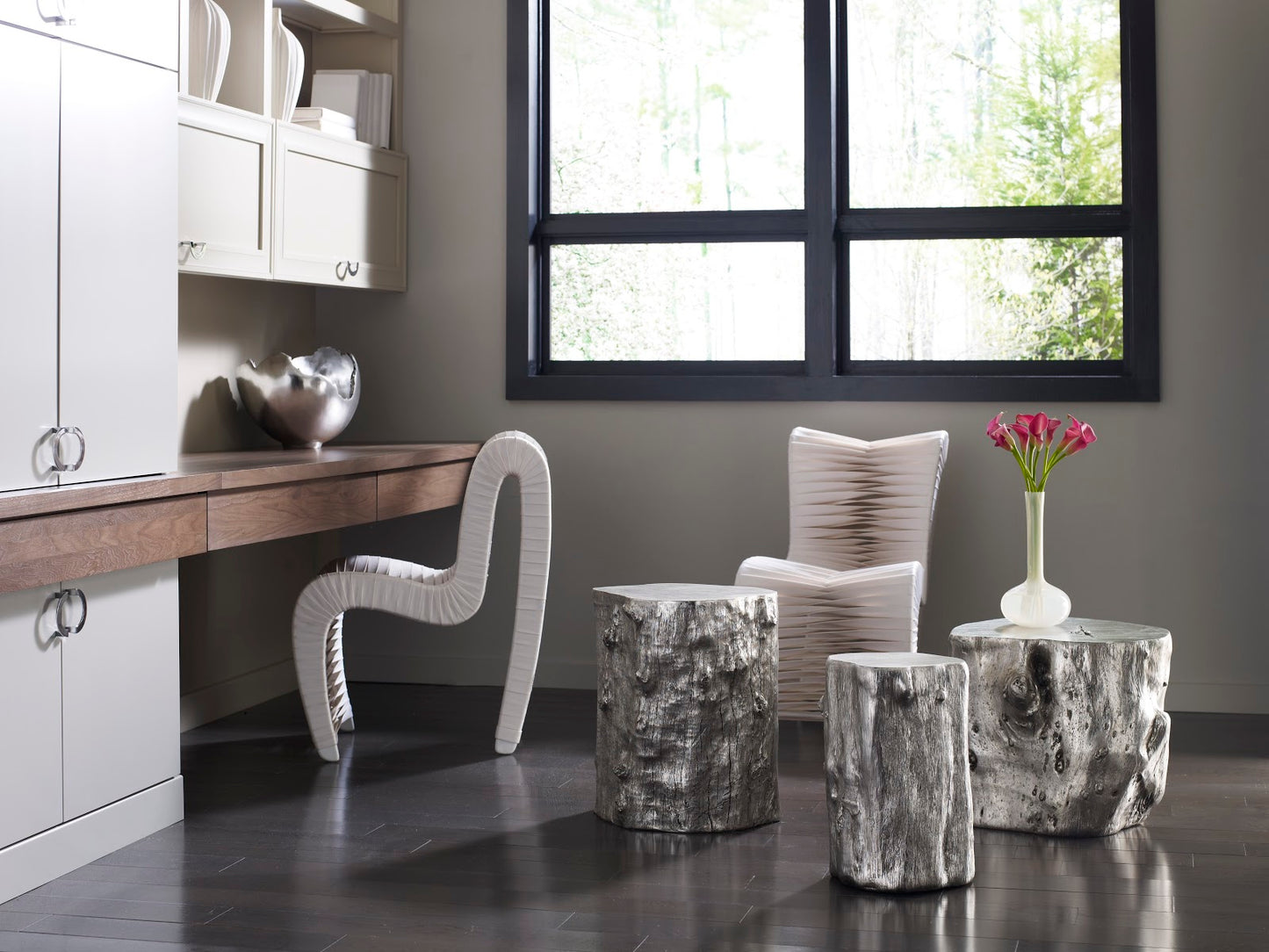 Log Stool, Silver Leaf, LG