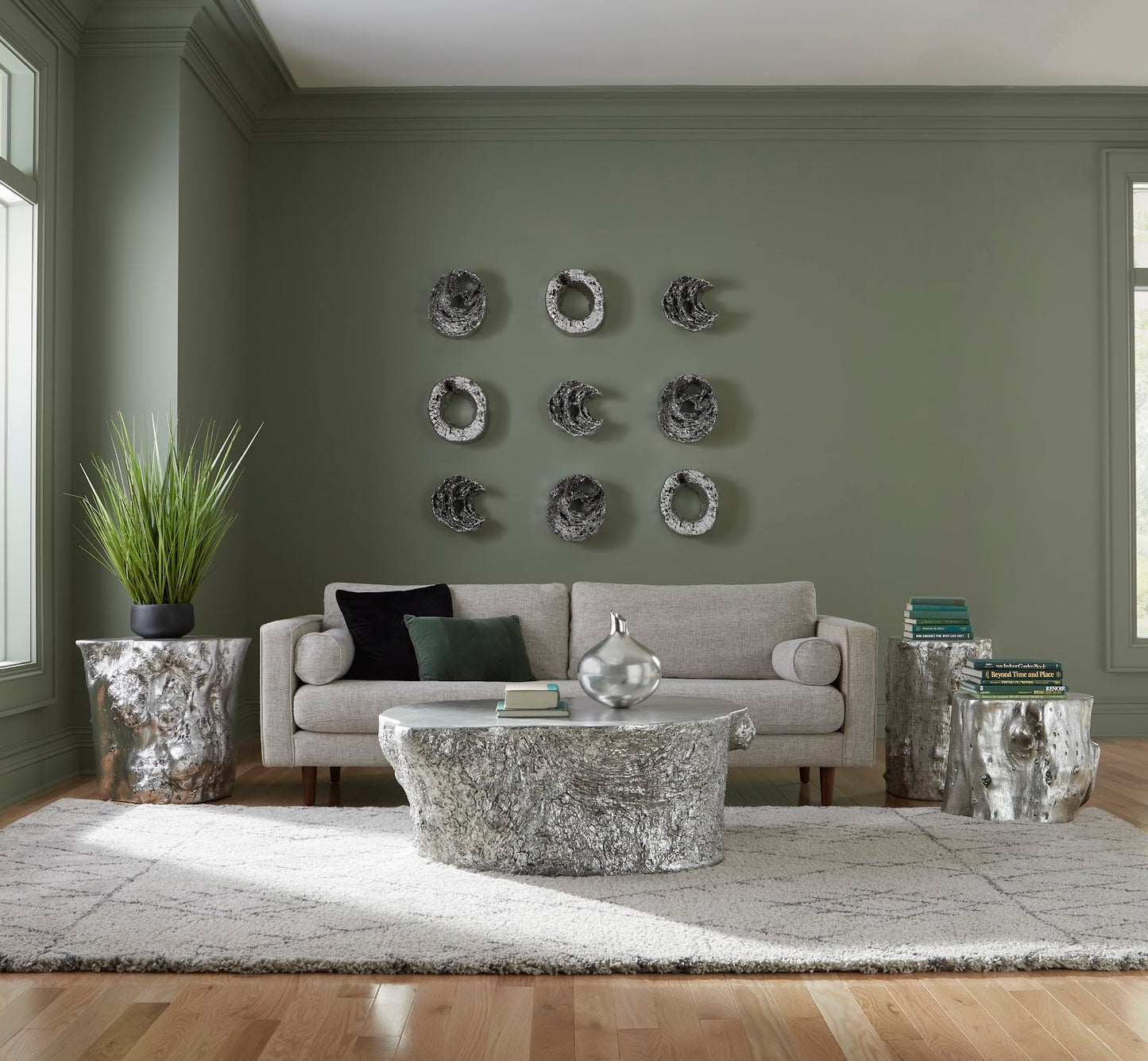 Log Coffee Table, Silver Leaf