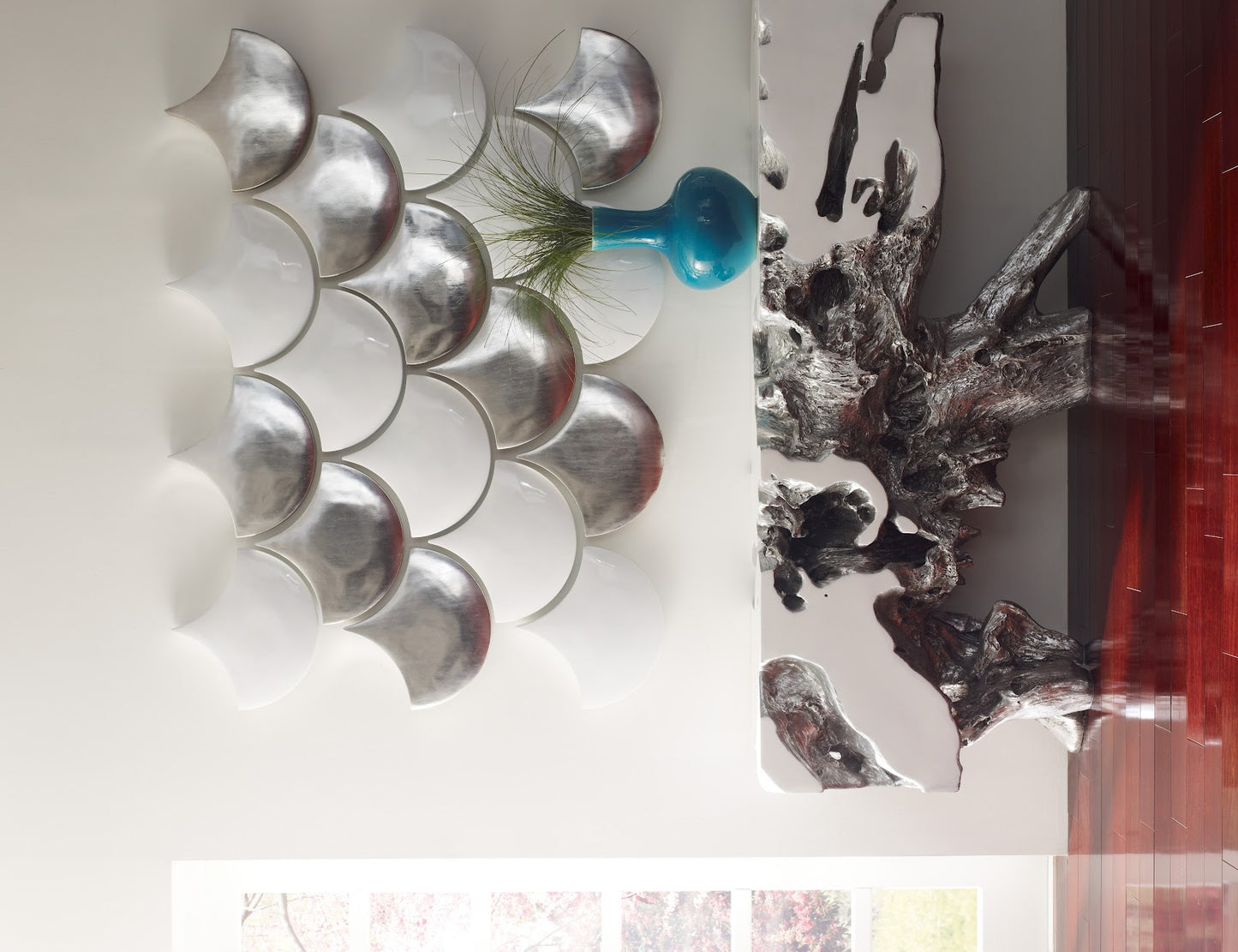 Scales Wall Tiles, Silver Leaf, Set of 3