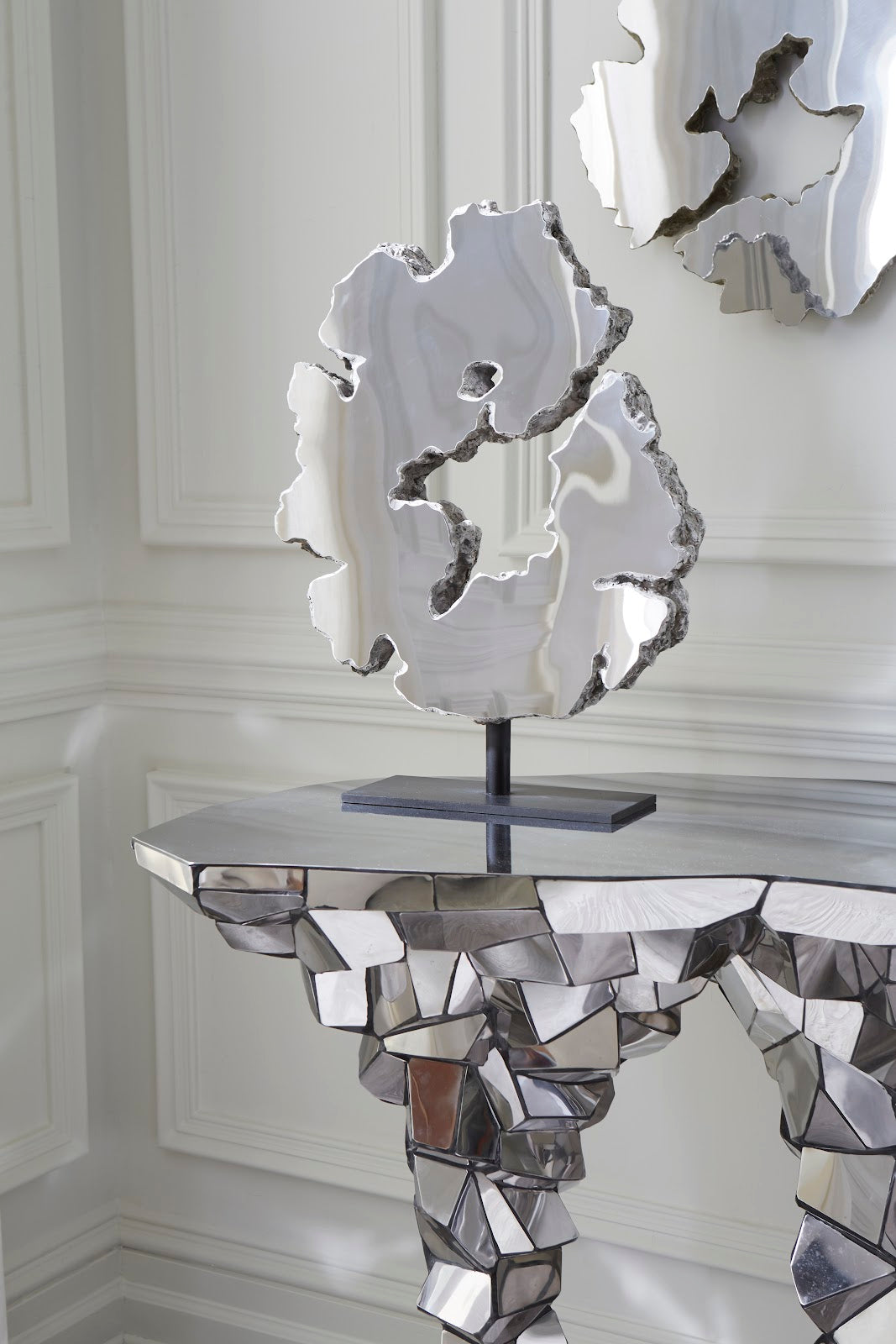 Crazy Cut Console, Stainless Steel, Silver