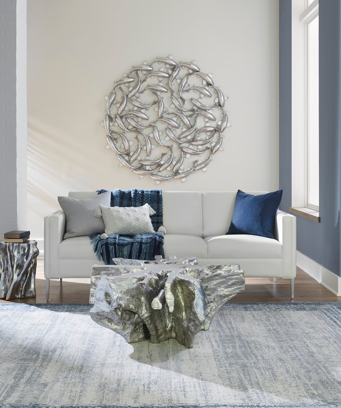 Asterisk Cast Root Coffee Table, Silver Leaf