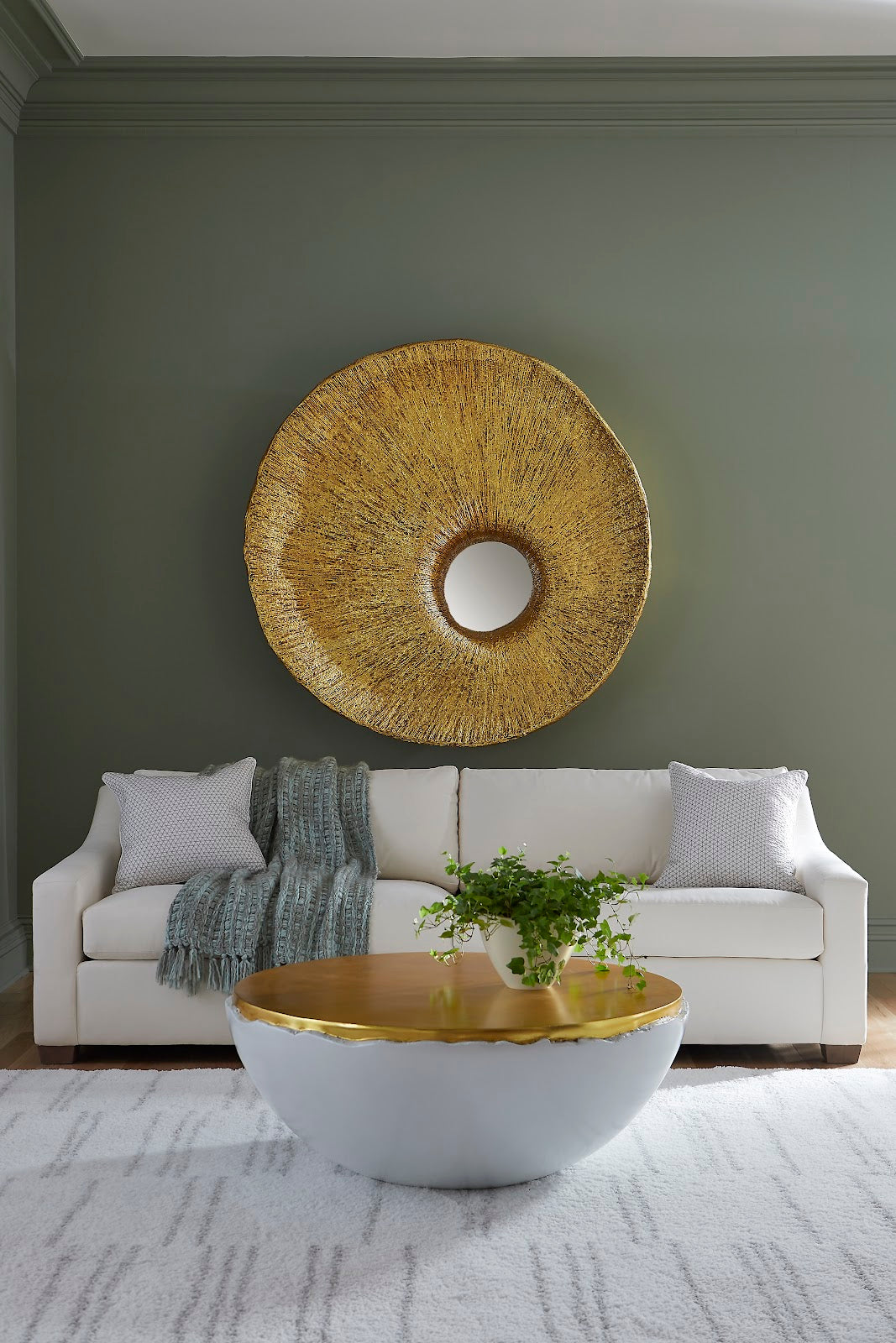 Broken Egg Coffee Table, White and Gold Leaf