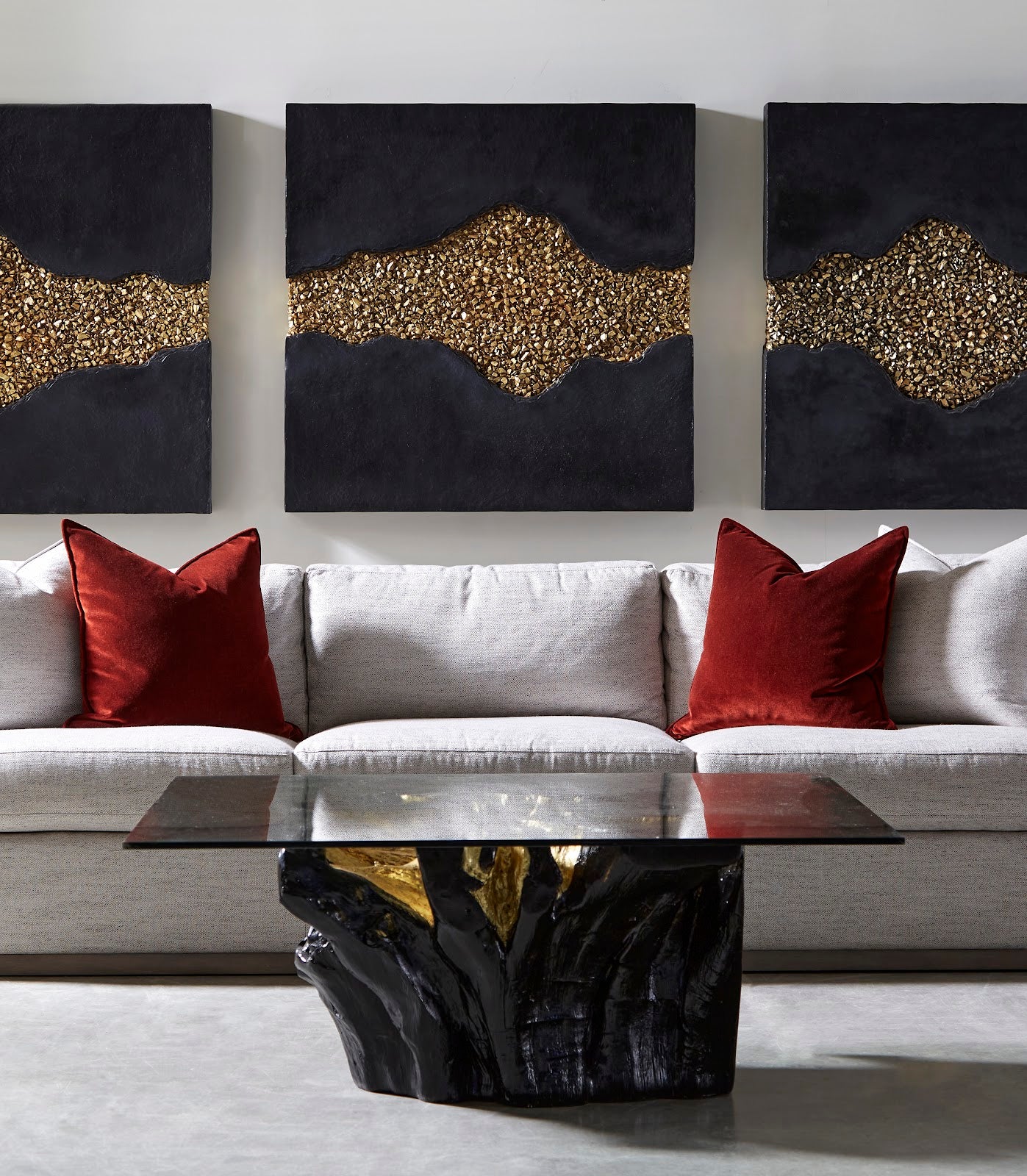 Noir Cast Root Coffee Table, Black, Gold Leaf