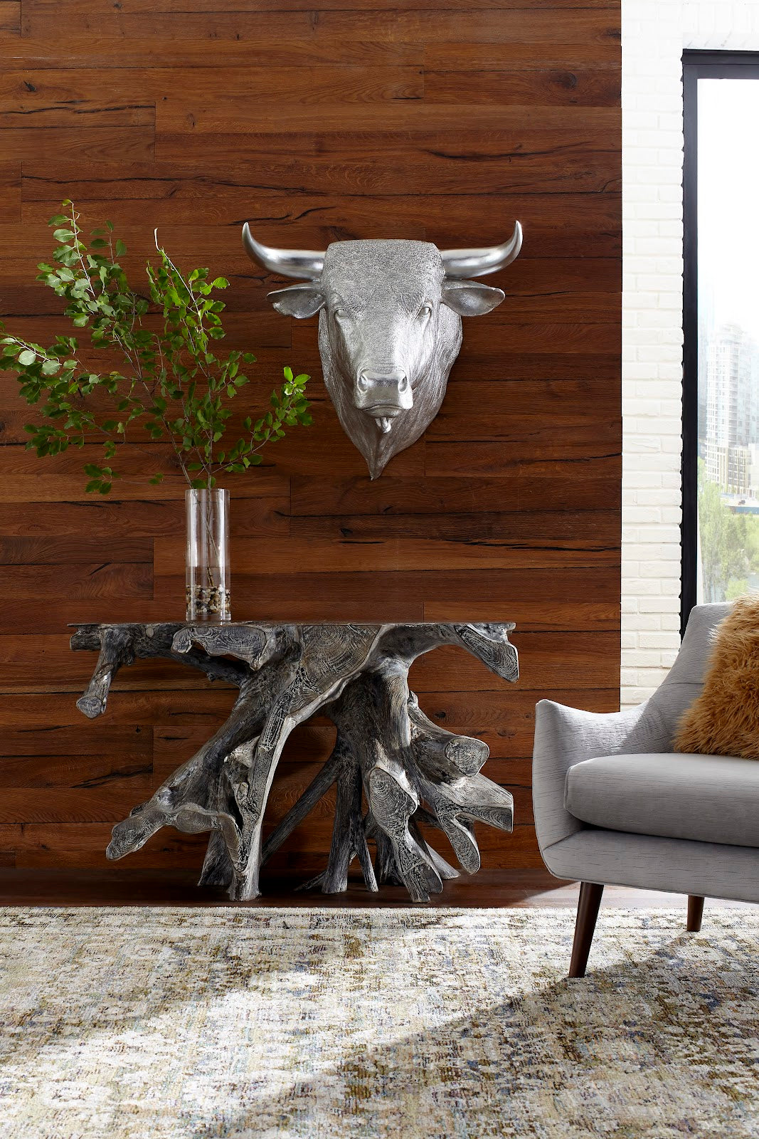 Spanish Fighting Bull Wall Art, Resin, Silver Leaf